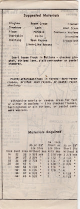 1940's Mail Order Shirtwaist Dress Pattern - Bust 38" - No. 8885