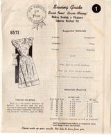 1940's Mail Order Pinafore Dress Pattern - Bust 36" - No. 8571