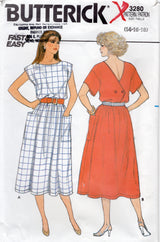 1980's Butterick Back Button Detail Dress Pattern with Patch Pockets - Bust 36-40" - No. 3280
