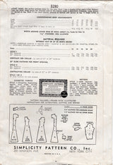 1940's Simplicity Princess Line Dress Pattern with Accent Flaps and Pockets - Bust 36" - No. 3280