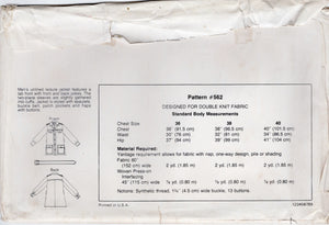 1970's Kwik Sew Men's Unlined Leisure Jacket Pattern - Chest 36-40" - No. 562