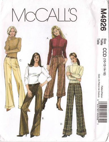 2000's Vogue Straight Leg pants pattern with Large Cuffs - Waist 25-30