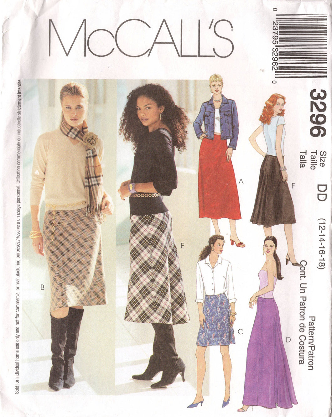 2000's Vogue Bias Cut skirt with Straight or Fishtail Back pattern - Waist 26.5-32