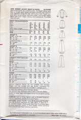 1970's Butterick Unlined Jacket with Patch pockets, Flared Skirt and Pants Pattern - Bust 38" - No. 4378