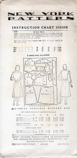 1940's New York Shirtwaist Dress Pattern with Large Collar - Bust 28-32" - No. 330