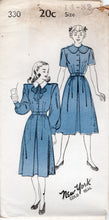 1940's New York Shirtwaist Dress Pattern with Large Collar - Bust 28-32" - No. 330