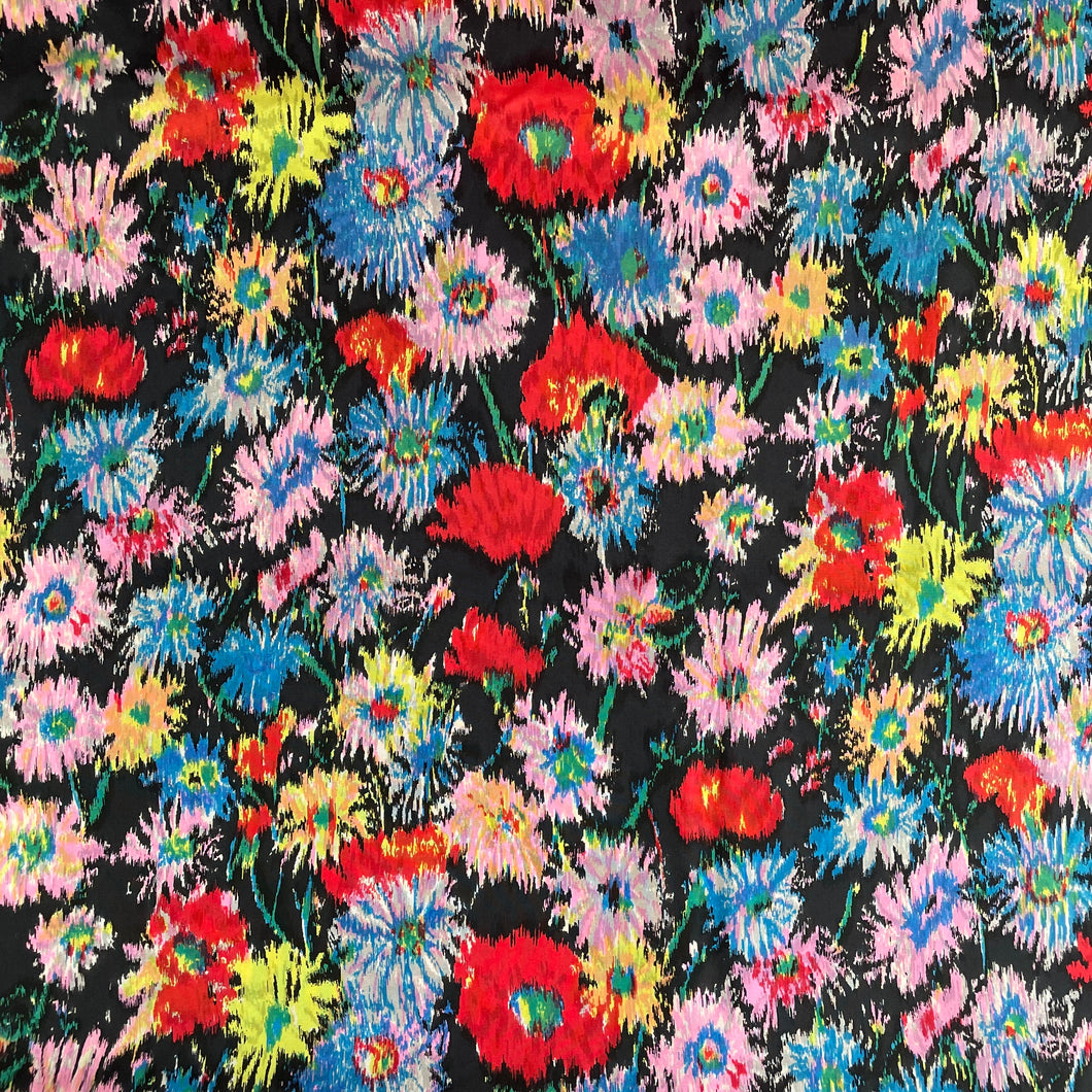 1970’s Black with Multi color floral Fabric - BTY