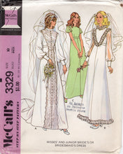 1970's McCall's Prairie Style Wedding Dress or Bridesmaid Dress with large Yoke and Ruffle - Bust 32.5" - No. 3329