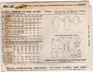 1950's McCall's Raglan Sleeve Coat or Jacket - Bust 34" - No. 3364