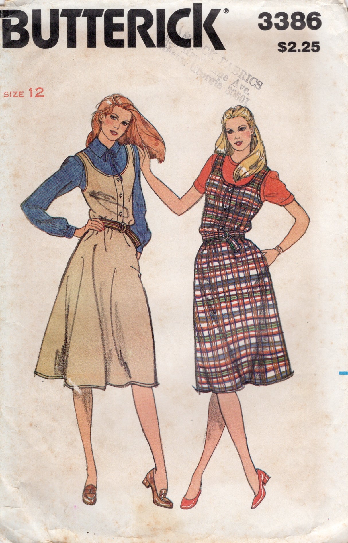 1980's Butterick Jumper Dress and Belt Pattern - Bust 34" - No. 3386