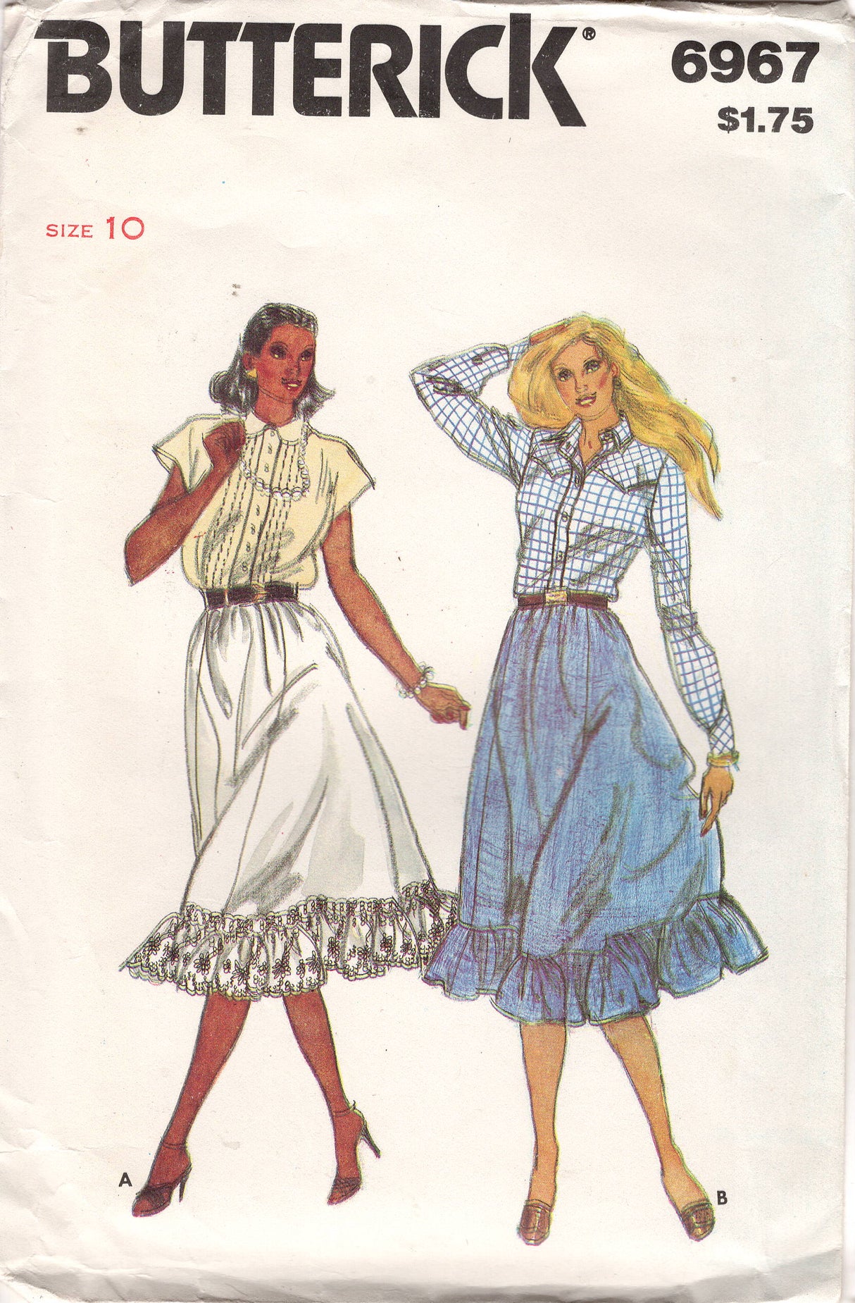 1980's Butterick Gathered Skirt Pattern with ruffle - Waist 25" - No. 6967