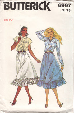 1980's Butterick Gathered Skirt Pattern with ruffle - Waist 25