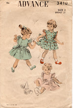 1940's Advance Child's Pinafore Dress pattern - Chest 21" - No. 3410