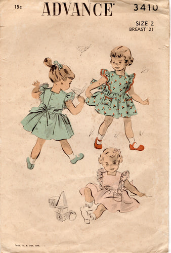 1940's Advance Child's Pinafore Dress pattern - Chest 21