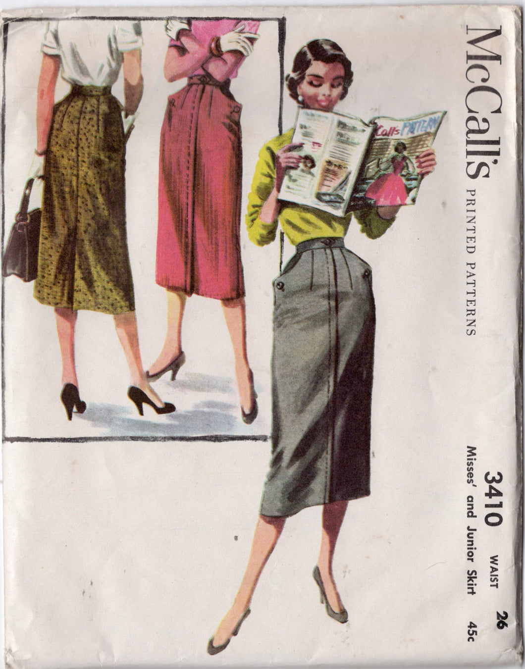 1950's McCall's Straight Skirt Pattern with Pocket Detail - Waist 26