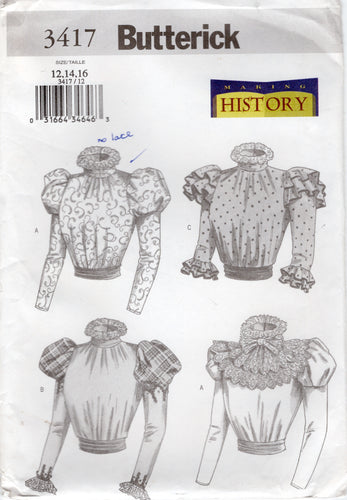 2000's Butterick Making History Costume Collection Victorian Blouses Pattern - Bust 34-38