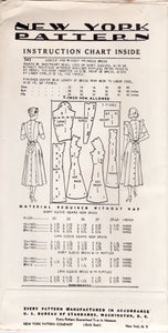 1940's New York Princess Line Dress Pattern with optional shoulder ruffles - Bust 32-34" - No. 343