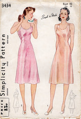 1940's Simplicity Straight Slip Pattern - Bust 40" - No. 3434