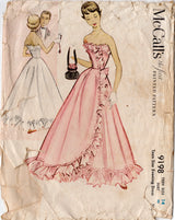 1950's McCall's Strapless Surplice Bodice Evening Dress Pattern - Bust 32" - No. 9198