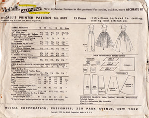 1950's McCall's Strapless Sheath Evening Dress with Large Overskirt and Sash - Bust 30" - No. 3439