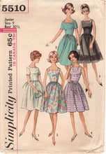 1960's Simplicity Square Neckline Fit and Flare Dress pattern - Bust 30.5" - No. 5510