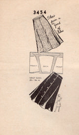 1940's Mail Order Button Up Or Flared Skirt Pattern - Waist 28" - No. 3454