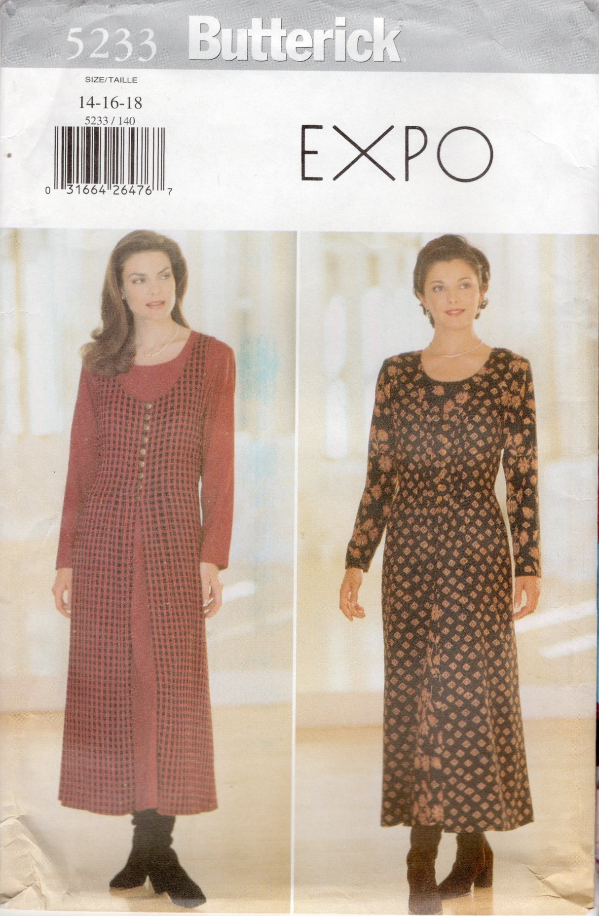 1990’s Butterick Front Pin Tucked Dress Pattern - Bust 36-40" - No. 5233