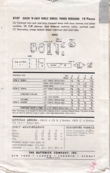 1950's Butterick Child's Fit and Flare Dress Pattern - Chest 24" - No. 8107