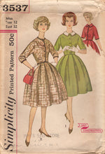 1960's Simplicity Misses' Two-Piece Suit Dress pattern with detachable collar and sleeve trim - Bust 32" - No. 3537