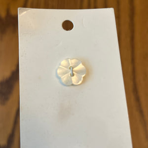 1970’s JHB White Flower Mother of Pearl Buttons - White - Set of 2 - Size 1/2" -  on card
