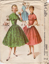 1950's McCall's Shirtwaist Dress with Fitted Midriff and Full Skirt - Bust 30" - No. 3501