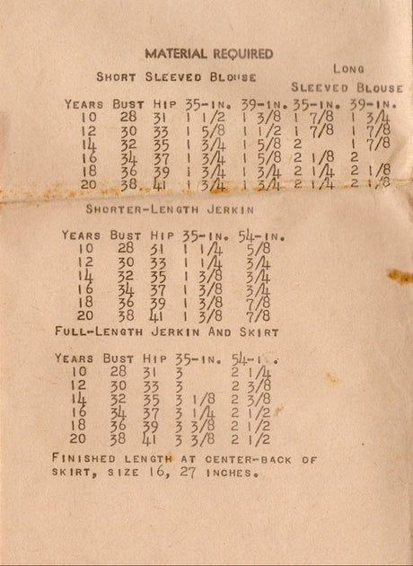 1940's Mail Order Blouse, Vest and 6 Gore Skirt Pattern - Bust 34" - No. 3301