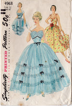 1950's Simplicity Homecoming or Prom Dress Pattern with Cupcake Bodice - Bust 30" - No. 4968
