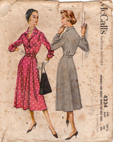 1950's McCall's Shirtwaist Dress Pattern with Tucked Shoulders and 3 Sleeve lengths - Bust 43" - No. 4234