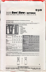 1970's See & Sew A-Line Jumper Dress Pattern - Bust 36-40" - No. 3535