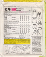 1960's McCall's Lingerie Wardrobe (Slip, Panties, Bra, Half-Slip, Bikini, Petti-Pant, Garter Belt) Pattern - Bust 31.5" - No. 9176
