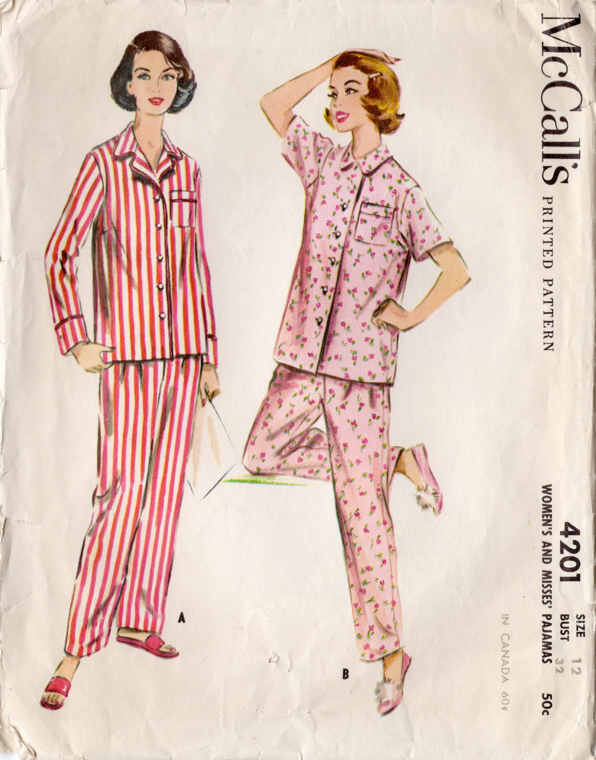 1950's McCall's Two-Piece Pajama Pattern – Bust 32" - No. 4201