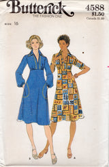 1970's Butterick Empire Waist Dress Pattern with Pockets  - Bust 38" - No. 4588