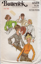 1970's Butterick Button up Shirt Pattern with Bow Tie Collar - Bust 40" - No. 4583