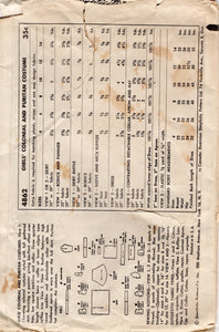 1950's Simplicity Colonial and Puritan Costume Dress Pattern - Chest 24" - No. 4862