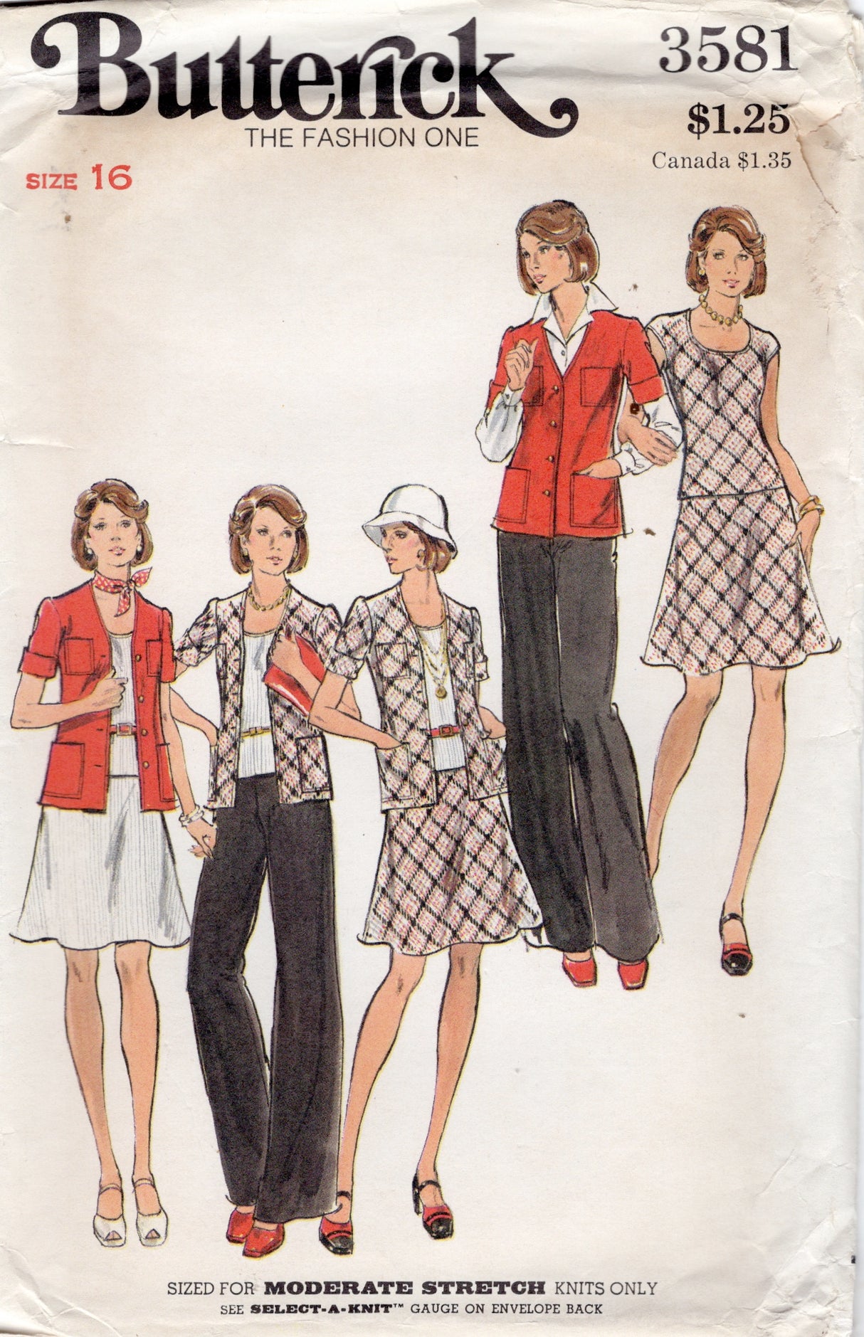 1970's Butterick Sweater, Blouse, Skirt and Pants Pattern - Bust 38" - No. 3581