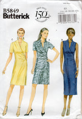 2010's Butterick Princess Seam Sheath Dress with Tucked Front pattern - Bust 36-44" - No. 5849