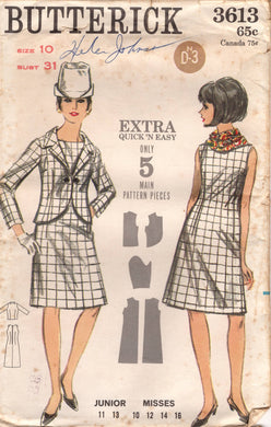 1960's Butterick Sheath Dress and Jacket Pattern - Bust 31