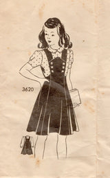 1940's American Weekly Child's Pinafore Dress and Blouse Pattern - Chest 24" - No. 3620