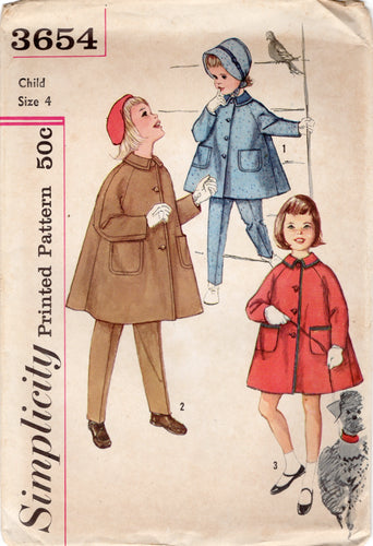 1960's Simplicity Child's Swing Coat and Hat pattern - Chest 23