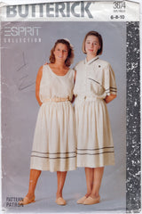 1980's Butterick Loose Fitting Button Up Top, Tank Top and Gathered Skirt Pattern - Bust 30.5-32.5" - No. 3674