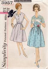 1960's Simplicity Shitwaist Dress with Banded Accent at Neckline Pattern- Bust 41" - No. 3957