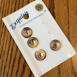 1970’s Exquisit Plastic Buttons - Brown and Yellow - Set of 4 - 5/8” -  on card