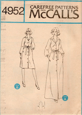 1970's McCall's HALSTON Button Up Maxi or Midi Dress pattern - Bust 34-38