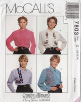 1990's McCall's Button Up Top Pattern with Accent Patterns - Bust 32.5-36" - No. 7803